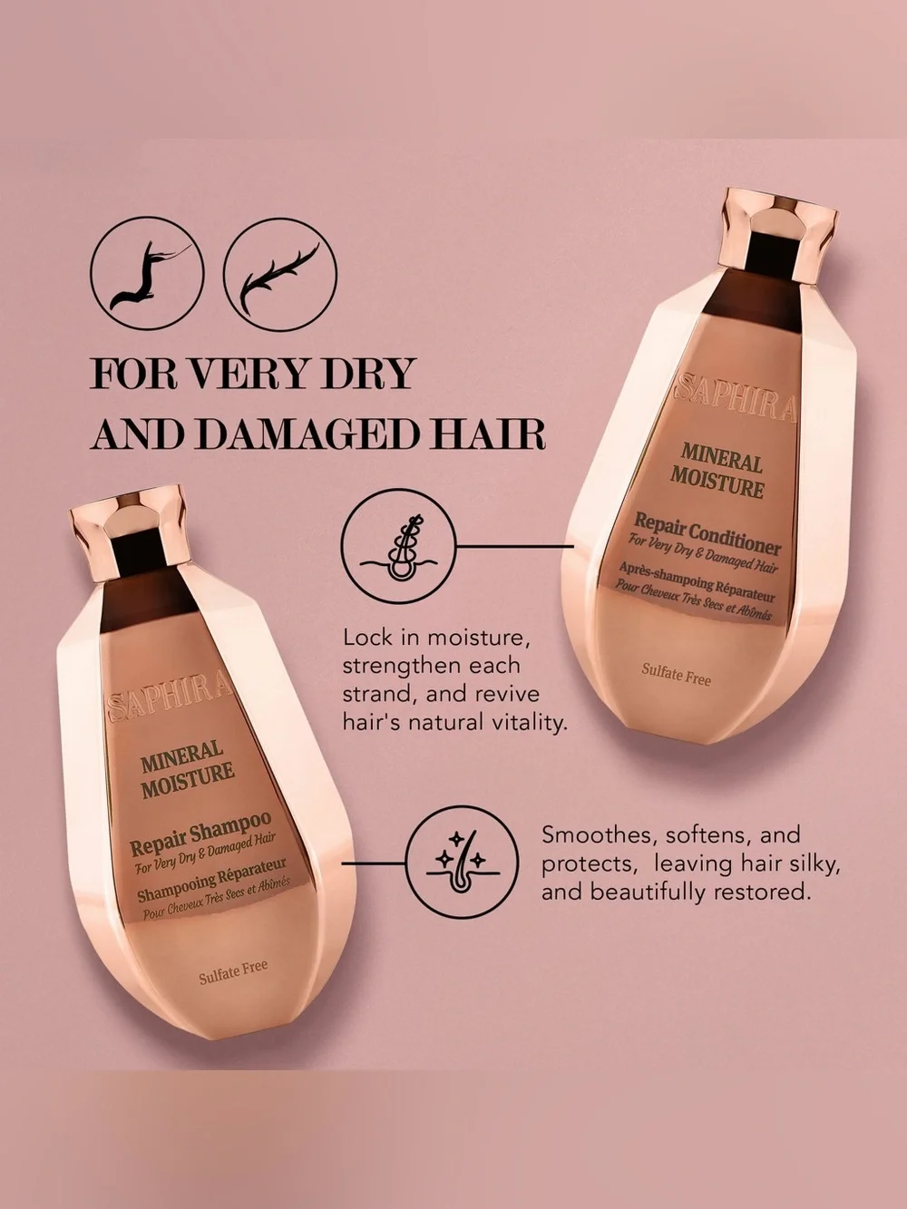 Saphira Mineral Moisture Shampoo & Conditioner Duo for Very Dry / Damaged Hair